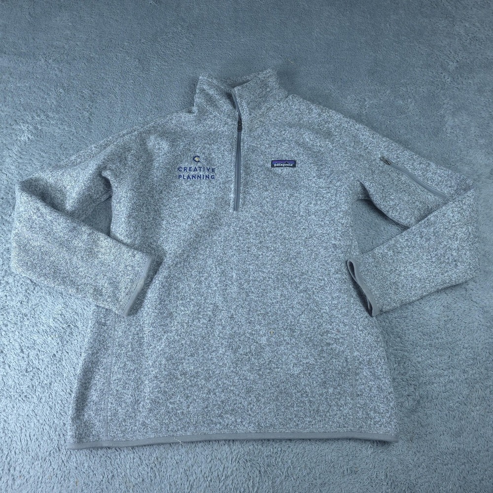 Patagonia Sweater Mens Large Gray Better Sweater 1/4 Zip Mock Neck Fleece Logo